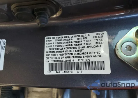 2020 Honda Cr-V Lx from USA, damaged, VIN 7FART6H2XLE001514